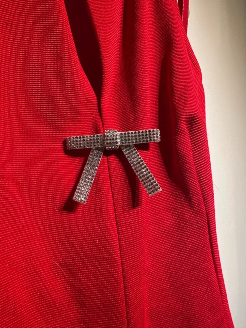 Maeve Red Halter Top with Rhinestone Bow Accents - Picture 5 of 8